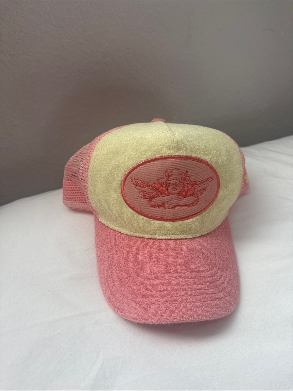 boys lie terry cloth pink / butter yellow hat